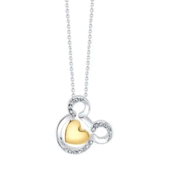 NEW Disney Mickey 90th Collection Crystal Pure Silver Gold Two-Tone 18" Necklace - Picture 6 of 7
